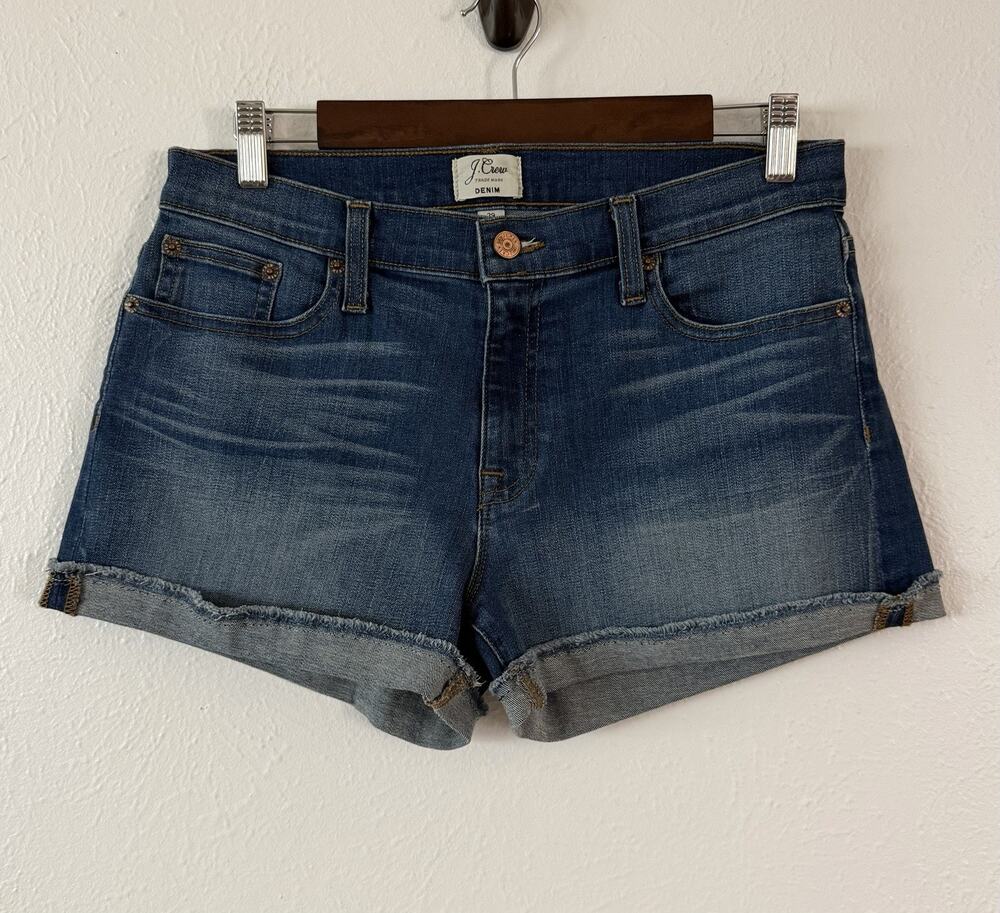 NWT J.Crew Denim Women’s Cuffed Jean Shorts Size 29 Medium Wash Stretch